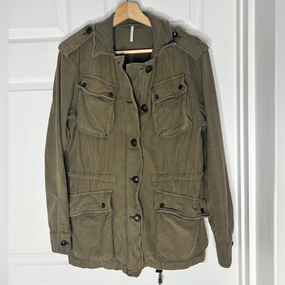 Free People Olive Green Utility Jacket Sz XS - Picture 8 of 12